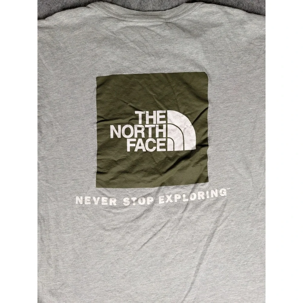 The North Face Mens Gray Box Logo Graphic Short Sleeve T-Shirt NF0A3R1G